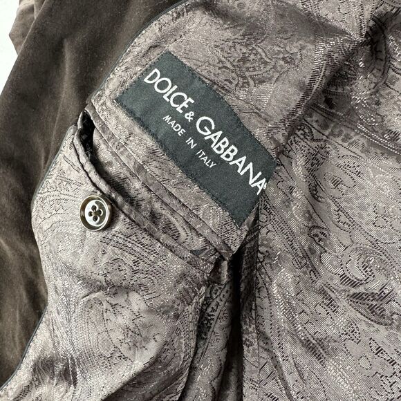 Dolce And Gabbana Blazer Men’s Small Brown Velvet 2 Button Notch Collar Lined - Picture 11 of 16